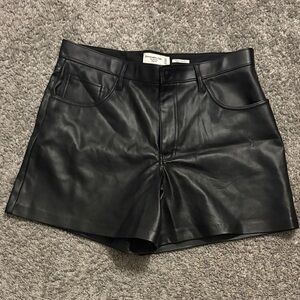 Abercrombie & Fitch Black High Waist Leather Shorts
